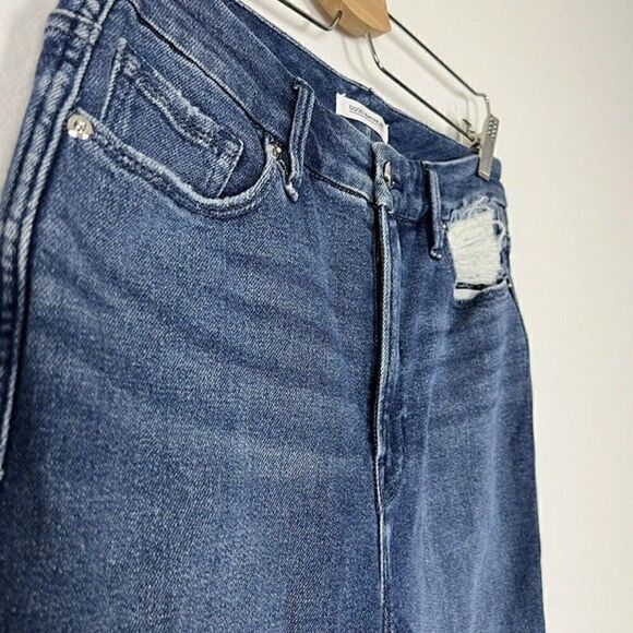 Good American Jeans Good Curve Straight Leg Stretch Distressed Denim Size 8/29 - Picture 10 of 11